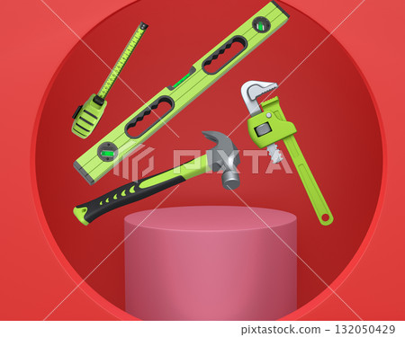 Abstract scene or podium for product showcase on monochrome background. 132050429