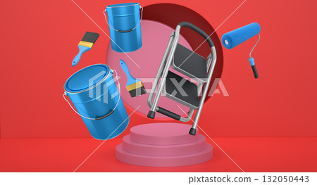 Abstract scene or podium for product showcase on monochrome background. Abstract scene or podium for product showcase on monochrome background. 132050443
