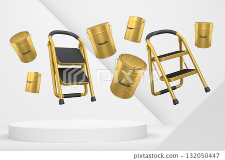 Abstract scene or podium for product showcase on monochrome background. Abstract scene or podium for product showcase on monochrome background. 132050447