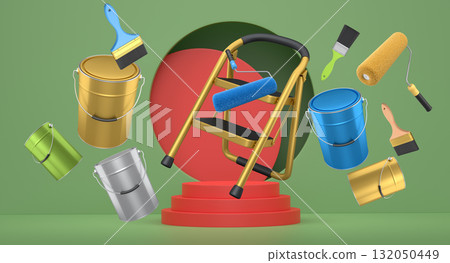 Abstract scene or podium for product showcase on monochrome background. Abstract scene or podium for product showcase on monochrome background. 132050449