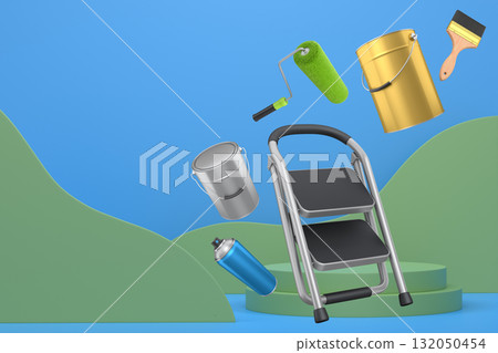 Abstract scene or podium for product showcase on monochrome background. 132050454