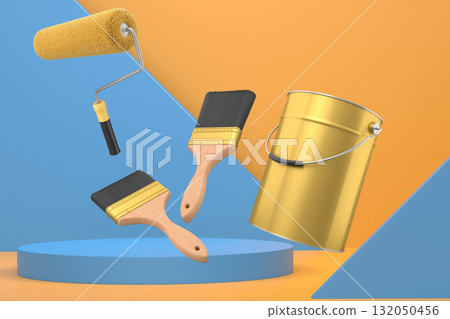 Abstract scene or podium for product showcase on monochrome background. 132050456
