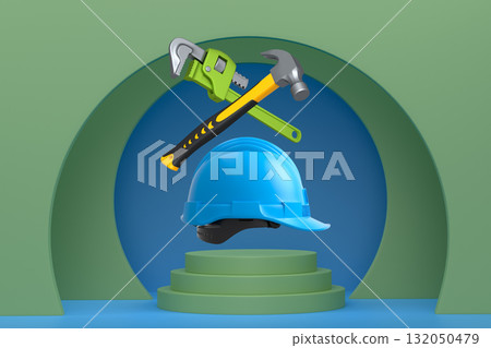 Abstract scene or podium for product showcase on monochrome background. Abstract scene or podium for product showcase on monochrome background. 132050479