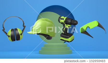 Abstract scene or podium for product showcase on monochrome background. Abstract scene or podium for product showcase on monochrome background. 132050483
