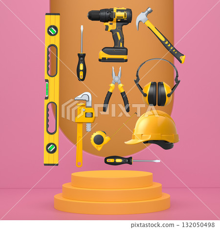 Abstract scene or podium for product showcase on monochrome background. 132050498