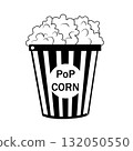 Black and white popcorn. Cartoon movie popcorn. 132050550