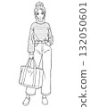 休閒時尚女性的線條畫 132050601