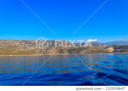 View of the Taurus mountains and the Mediterranean sea near Demre, Antalya province in Turkey 132050647