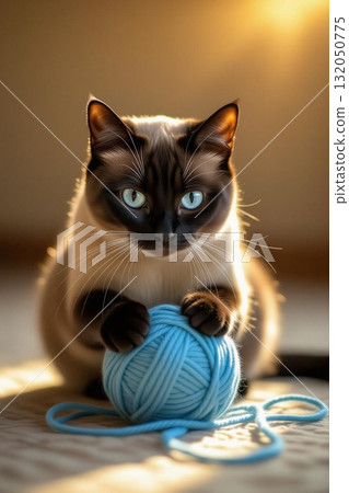 Yarn and cat 132050775