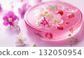 粉紅色果凍裝飾著可愛的花朵 132050954
