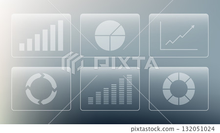 data analytics dashboard design with frosted glass panels showing chart icons bar graph pie chart line graph and business process symbols on gradient background for corporate presentation data analytics dashboard design with frosted glass panels showing chart icons bar graph pie chart line graph and business process symbols on gradient background for corporate presentation 132051024