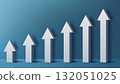 growth success progress business finance chart with 3d white arrows rising upward on dark teal background symbolizing corporate achievement improvement and economic development 132051025