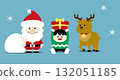 可愛的聖誕插圖集（聖誕老人、馴鹿、禮物），有背景，沒有文字 132051185