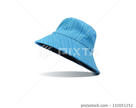 Stylish blue patterned bucket hat on a white background. 132051252