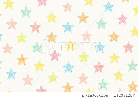 白色背景的蠟筆彩色星形圖案 132051297