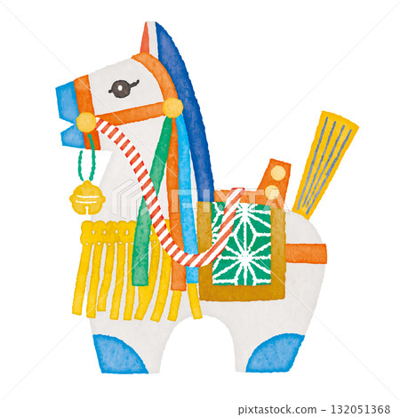 Illustration of Chagu Chagu Umako, a local toy, for New Year's cards 132051368