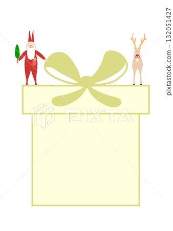 Christmas gift box frame illustration background with cute Santa Claus and reindeer Christmas gift box frame illustration background with cute Santa Claus and reindeer 132051427