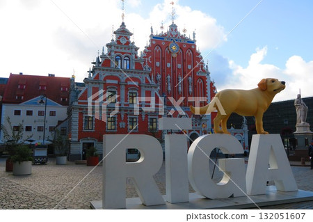 Hall of the Blackheads on Town Hall Square in the old town of Riga 132051607