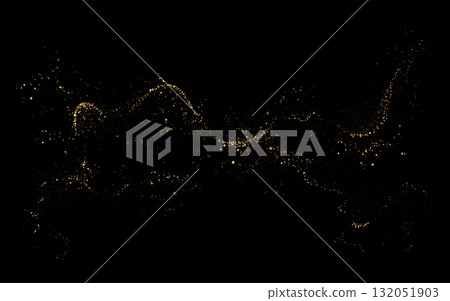 Isolated golden textured wavy illustration on black background 132051903