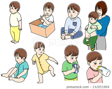 可愛的兒童插圖 132051904