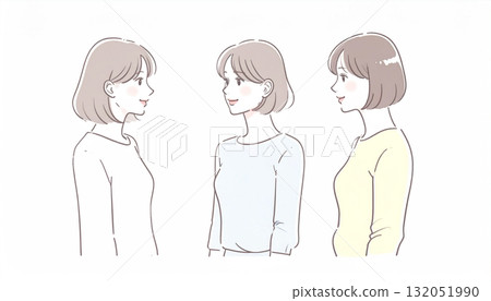 Watercolor and hand-drawn illustration material of women and girls 132051990