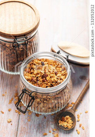 Homemade granola cereal with nuts and dried fruits 132052012