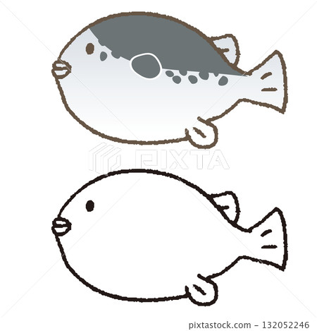 Hand-drawn tiger pufferfish 132052246