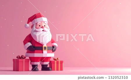 Santa and Gifts with Pink Background Santa and Gifts with Pink Background 132052310