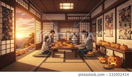 Decorate your Japanese-style room with a sunset glow! Make a Halloween lantern with your family! 132052414