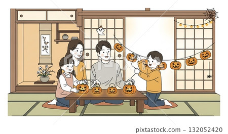 Light up your room with warm lights! Halloween decorations for your Japanese-style room 132052420