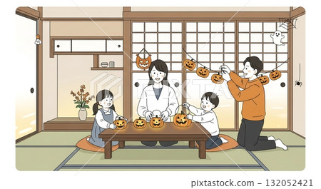 Simple and heartwarming Halloween decorations for Japanese-style rooms! 132052421