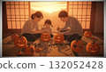 Shining lanterns! Japanese-style Halloween preparations in a garden of autumn leaves 132052428