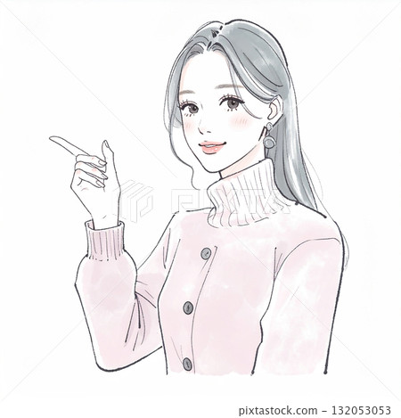 Watercolor and hand-drawn illustration material of women and girls 132053053