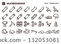 Skateboarding hand-drawn icon illustration set. EPS version can be edited to change line thickness, etc. 132053081