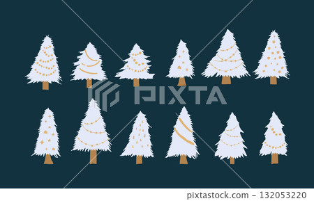 Hand drawn Christmas tree illustration. December Christmas background. Hand drawn Christmas tree illustration. December Christmas background. 132053220