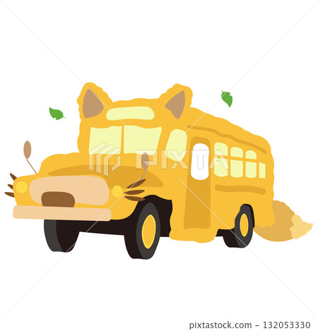 Vector illustration of a retro bonnet bus disguised as a fox 132053330