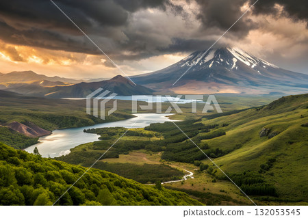 mountain river in summer 132053545