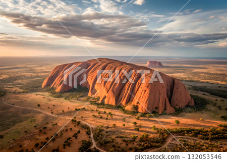 landscape with red rocks and green trees 132053546
