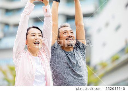 Senior couple walking 132053640