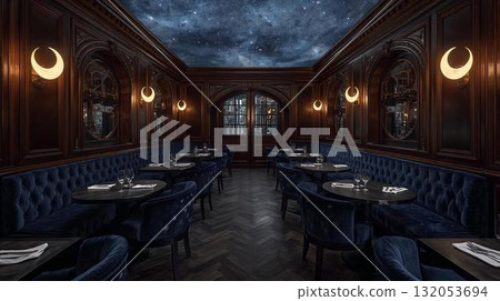 A cafe restaurant inspired by the night sky 132053694