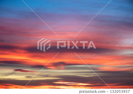 Colorful cloudy sky at sunset. Gradient color. Sky texture. Abstract nature background 132053937