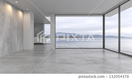 Modern building with large windows against a cloudy sky 132054378