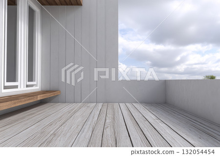 Modern building with large windows against a cloudy sky Modern building with large windows against a cloudy sky 132054454