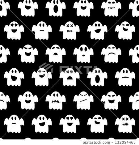 Halloween pattern with ghosts 132054463