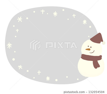 Santa hat snowman round frame gray 132054504