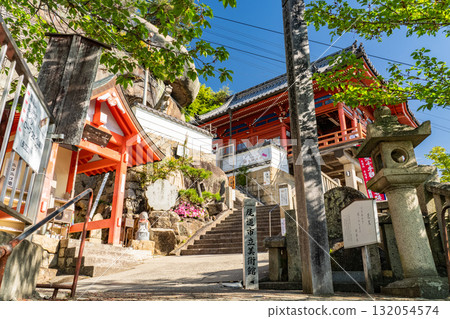 <廣島縣>尾道市街景及山頂景觀的全景 132054574