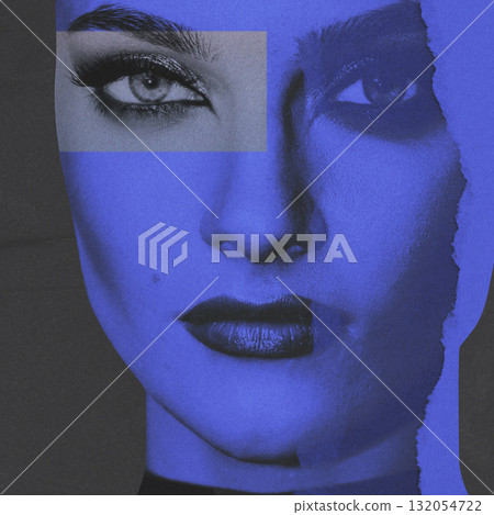 Fine art collage illustration of beautiful woman portrait Fine art collage illustration of beautiful woman portrait 132054722