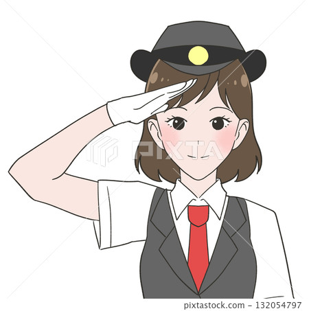 身穿短袖制服的女車站工作人員插圖 身穿短袖制服的女車站工作人員插圖 132054797