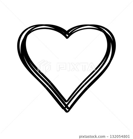 Heart icon hand drawn outline. Vector illustration of doodle style. Isolated single object on white. 132054801