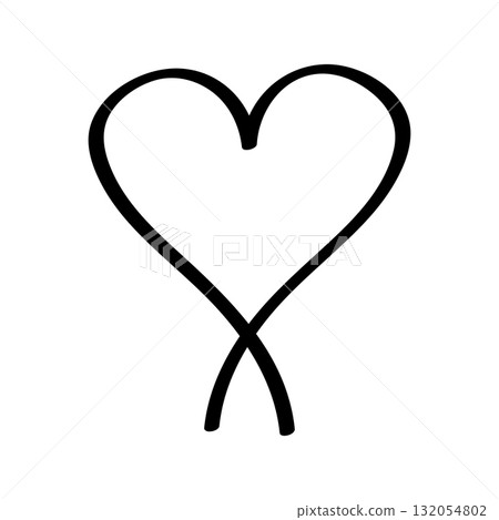 Hand drawn outline of a doodle style heart. Vector single illustration of isolate on white. 132054802